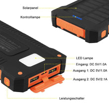 Laden Sie das Bild in den Galerie-Viewer, Wasserdichte Solarenergiebank mit Taschenlampe
